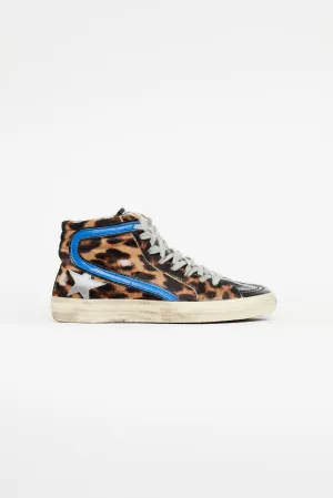 Brown & Multicolour Slide Ponyhair Sneaker