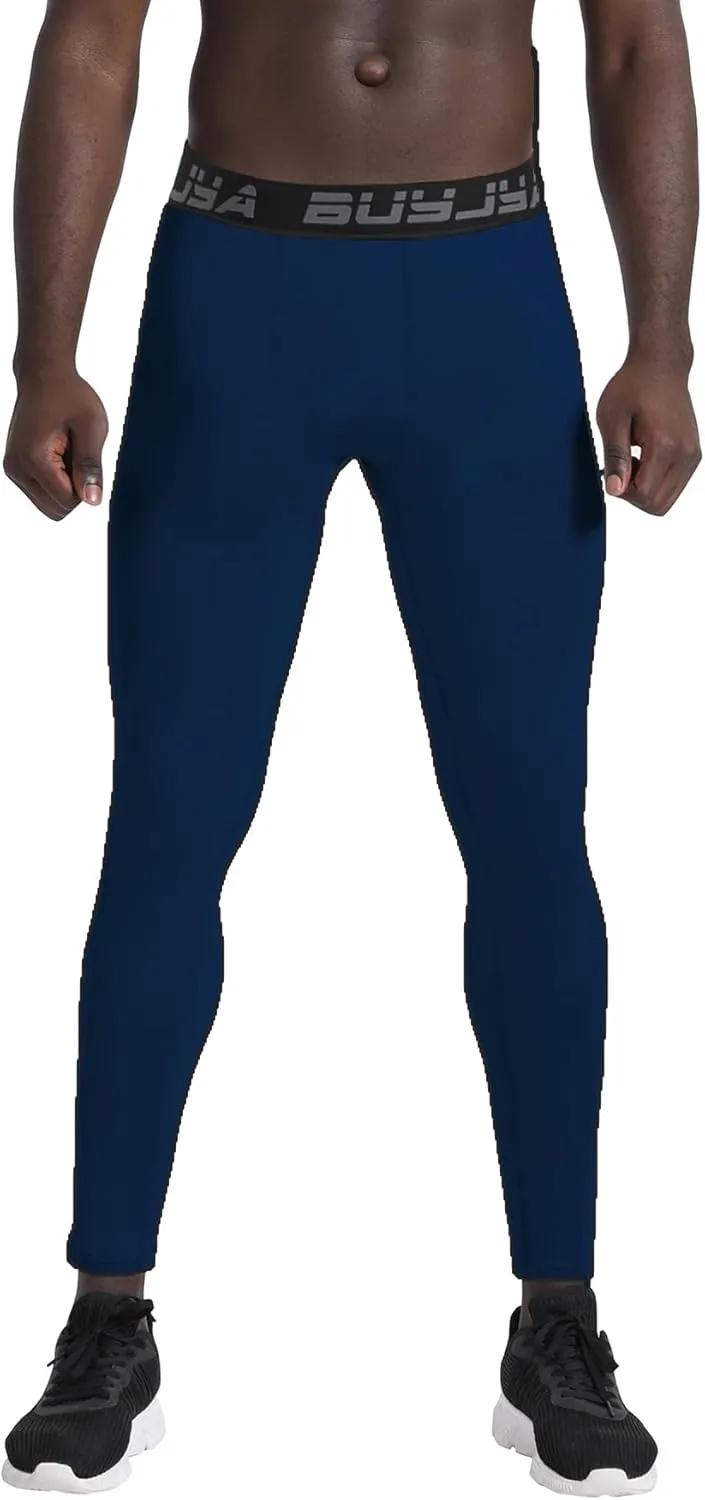 BUYJYA 3 or 5 Pack Men's Compression Pants Running Tights Workout Leggings Athletic Cool Dry Yoga Gym Clothes Gift