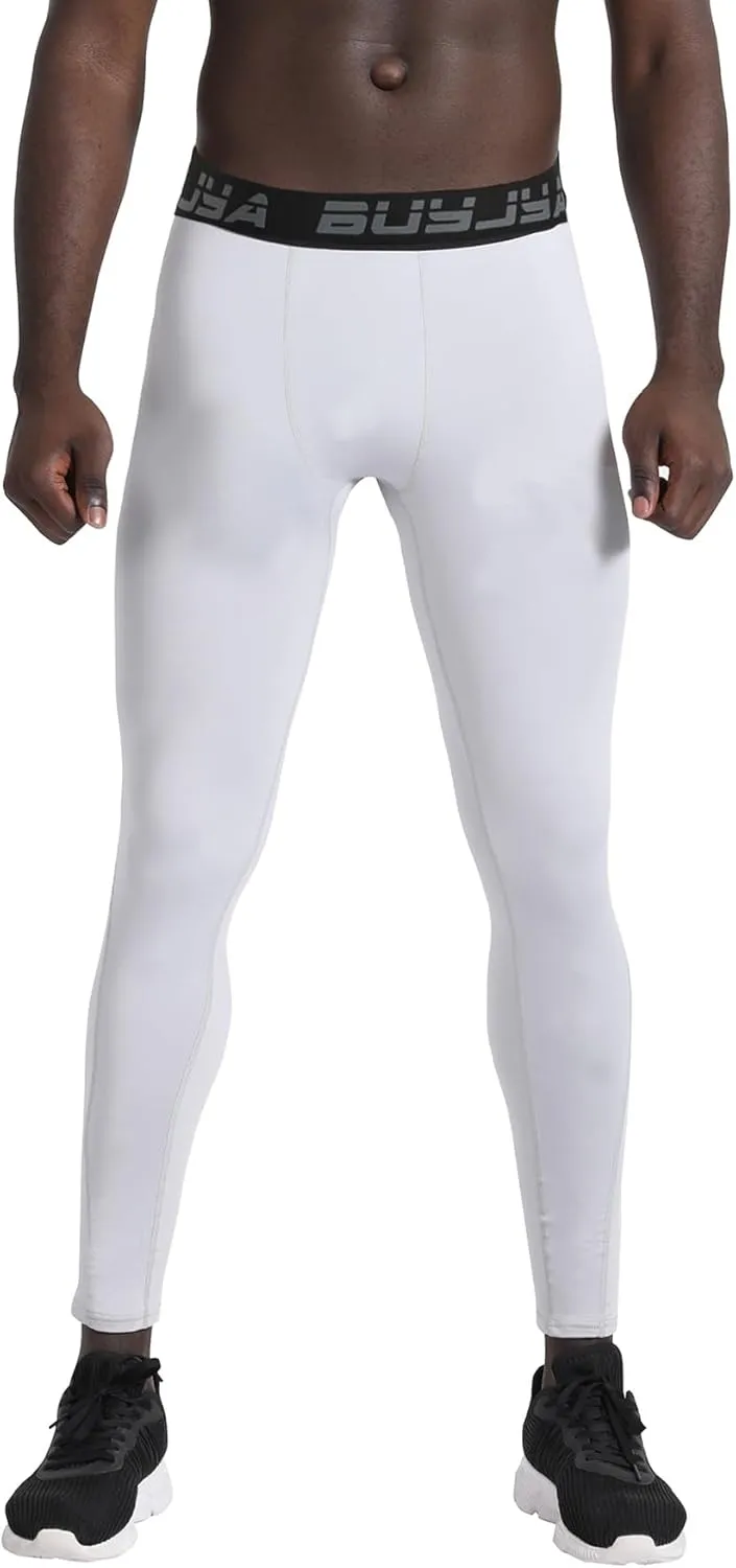 BUYJYA 3 or 5 Pack Men's Compression Pants Running Tights Workout Leggings Athletic Cool Dry Yoga Gym Clothes Gift