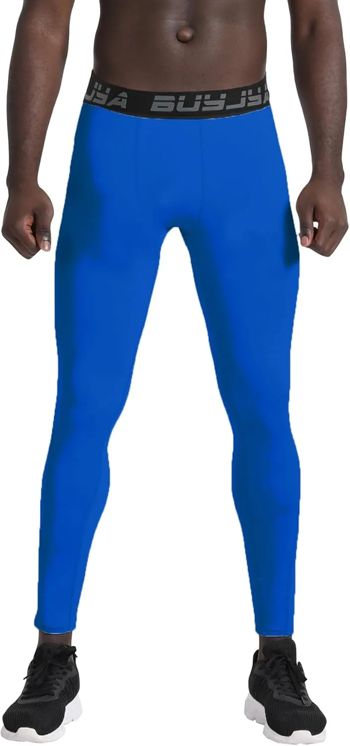 BUYJYA 3 or 5 Pack Men's Compression Pants Running Tights Workout Leggings Athletic Cool Dry Yoga Gym Clothes Gift