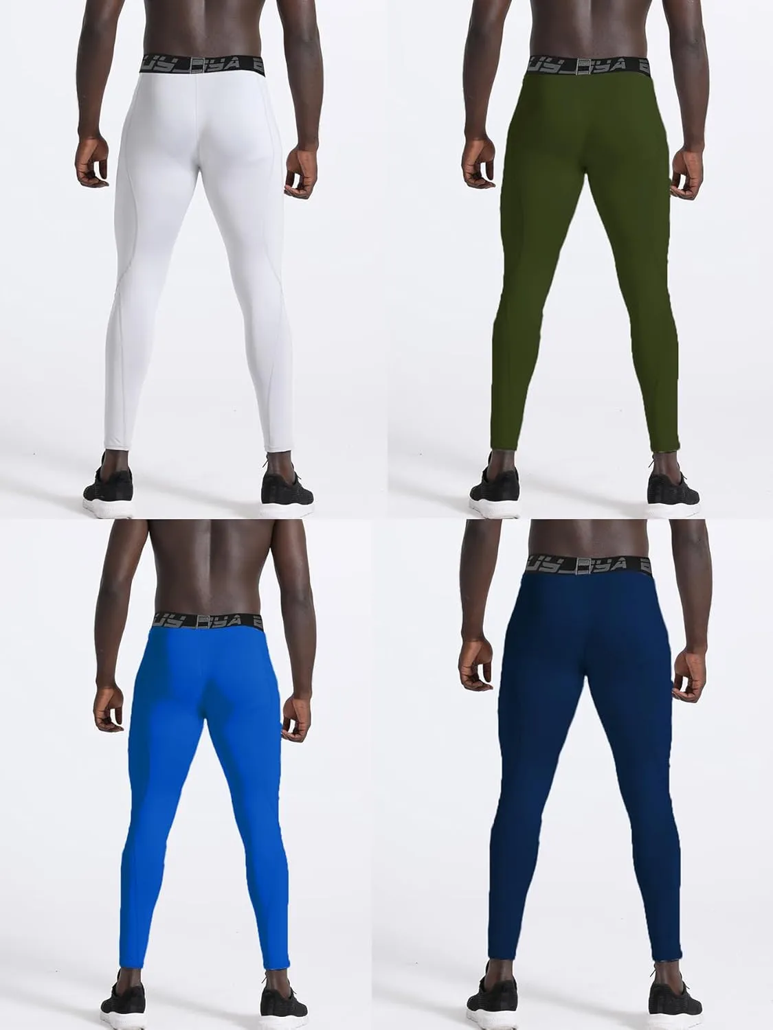 BUYJYA 3 or 5 Pack Men's Compression Pants Running Tights Workout Leggings Athletic Cool Dry Yoga Gym Clothes Gift