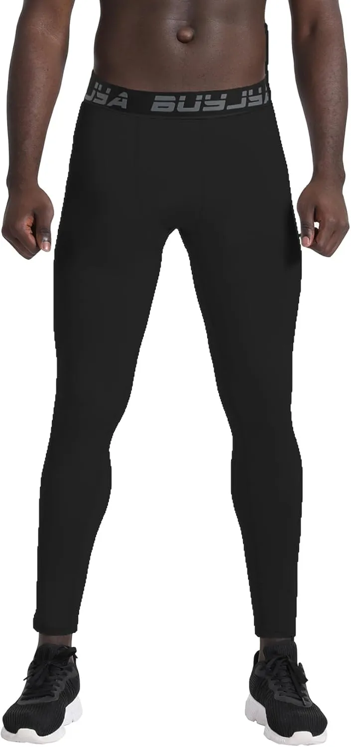 BUYJYA 3 or 5 Pack Men's Compression Pants Running Tights Workout Leggings Athletic Cool Dry Yoga Gym Clothes Gift