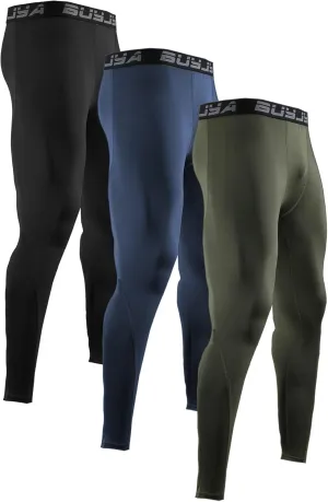 BUYJYA 3 or 5 Pack Men's Compression Pants Running Tights Workout Leggings Athletic Cool Dry Yoga Gym Clothes Gift