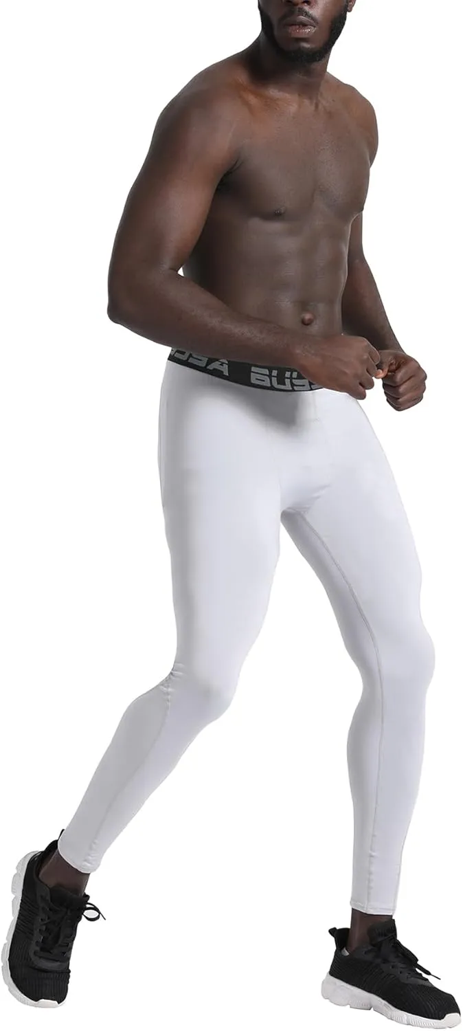 BUYJYA 3 or 5 Pack Men's Compression Pants Running Tights Workout Leggings Athletic Cool Dry Yoga Gym Clothes Gift