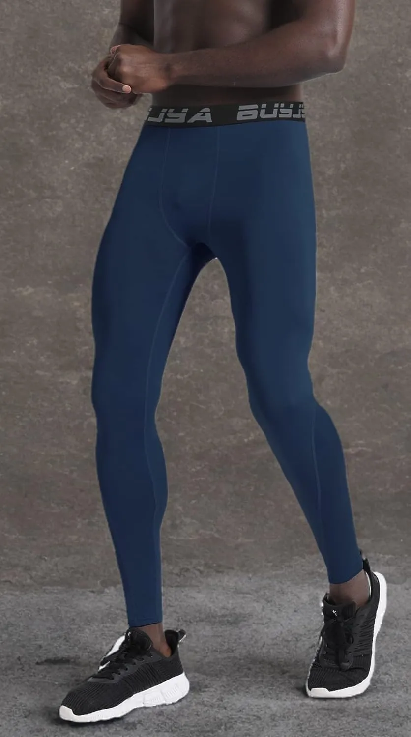 BUYJYA 3 or 5 Pack Men's Compression Pants Running Tights Workout Leggings Athletic Cool Dry Yoga Gym Clothes Gift