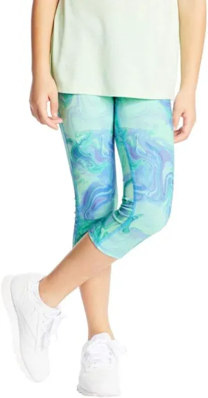 C9 Champion Girls' Capri Leggings, Multi Marble Green, XL