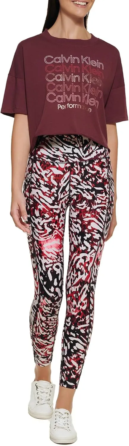 Calvin Klein Women's Printed High Waisted Leggings with Pockets