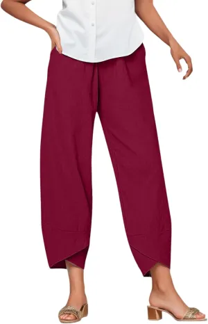 Capri Pants for Women Palazzo Lounge Pants Wide Leg Printed Cropped Bottoms Baggy Trousers Sweatpants with Pockets