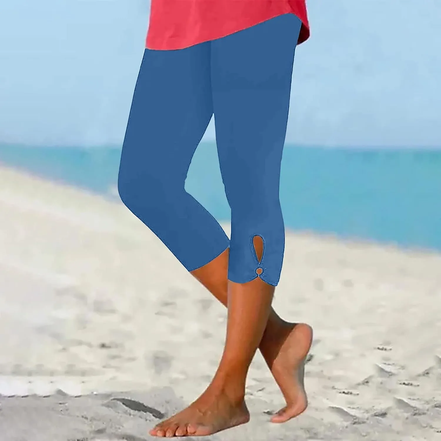Capri Pants for Women Summer Dressy Comfy Stretchy Leggings Cropped High Waist Yoga Pants Workout Compression Pants