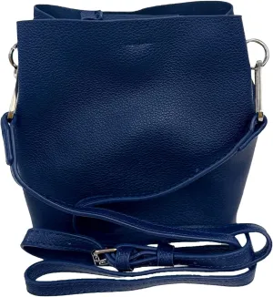 Caracol Women's Bucket Bag Purse With Removable Adjustable Strap and Magnetic Closure 6.5 x 6.5 Inch Vegan Leather Navy Blue