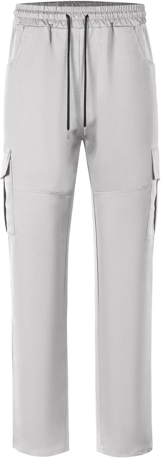 Cargo Pants for Men Casual Slim Fit Jogger Tapered Long Pant Summer Elastic Waist Drawstring Sport Workout Trousers