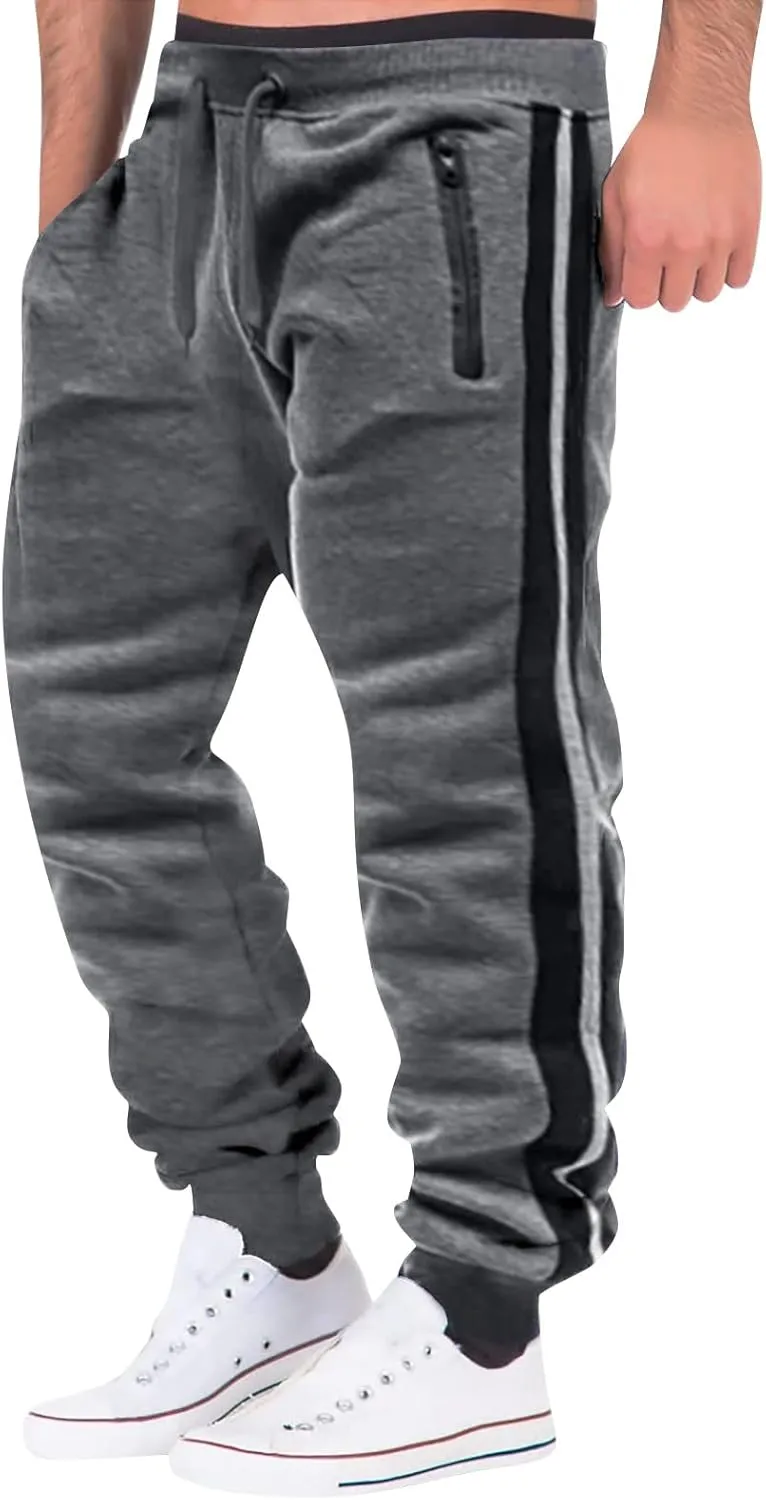 Cargo Pants for Men Work Drawstring Joggers with Pockets Men's Solid Fleece Heavyweight Cargo Pants Men's Slim Jogger