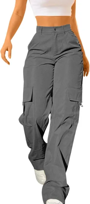 Cargo Pants for Women High Waisted Casual Hiking Streetwear Trousers with Pockets Y2k Straight Athletic Outdoor Pant
