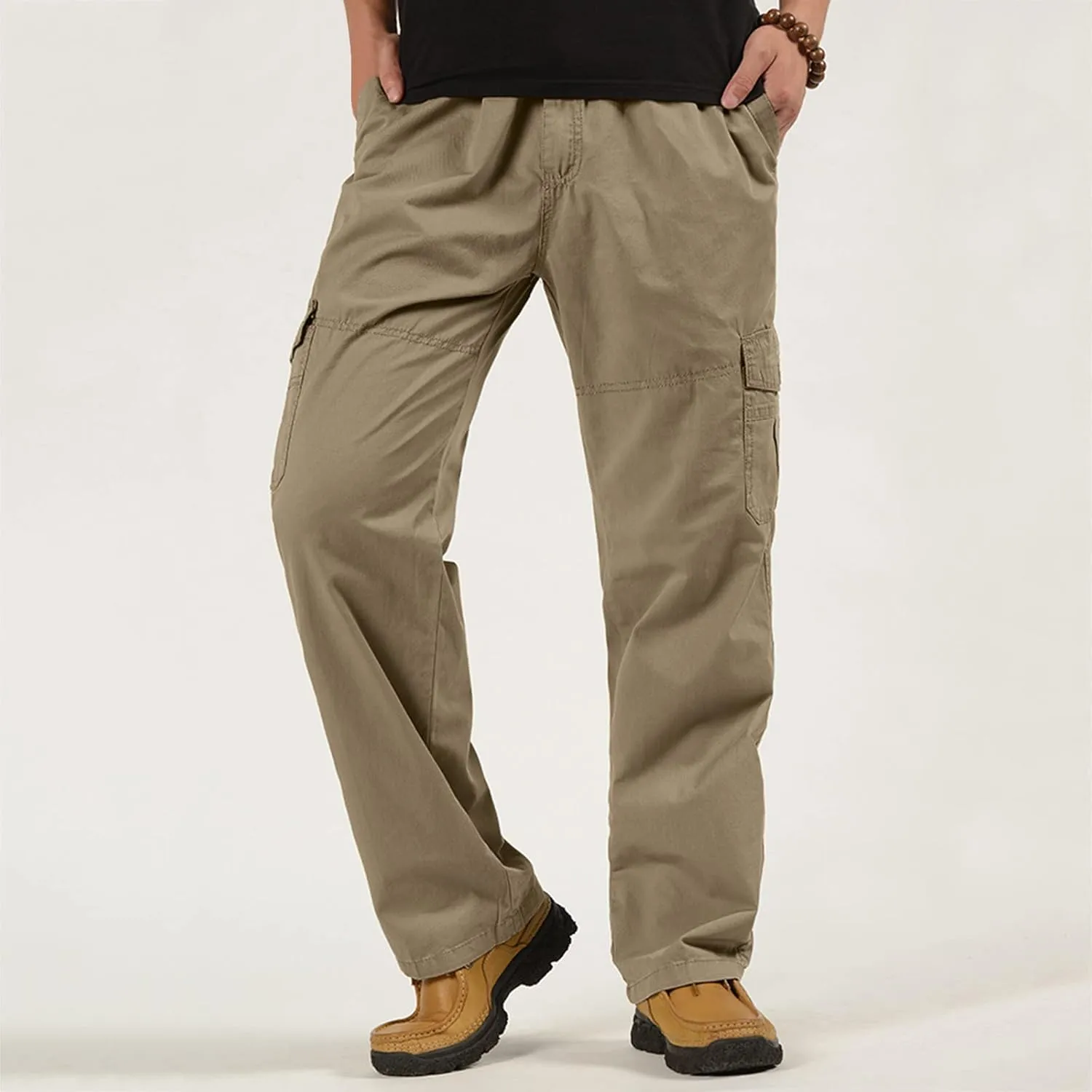 Cargo Sweatpants for Men Big and Tall Pockets Men's Winter Cargo Pants Thick Fleece Joggers Loose Sport Long Trousers