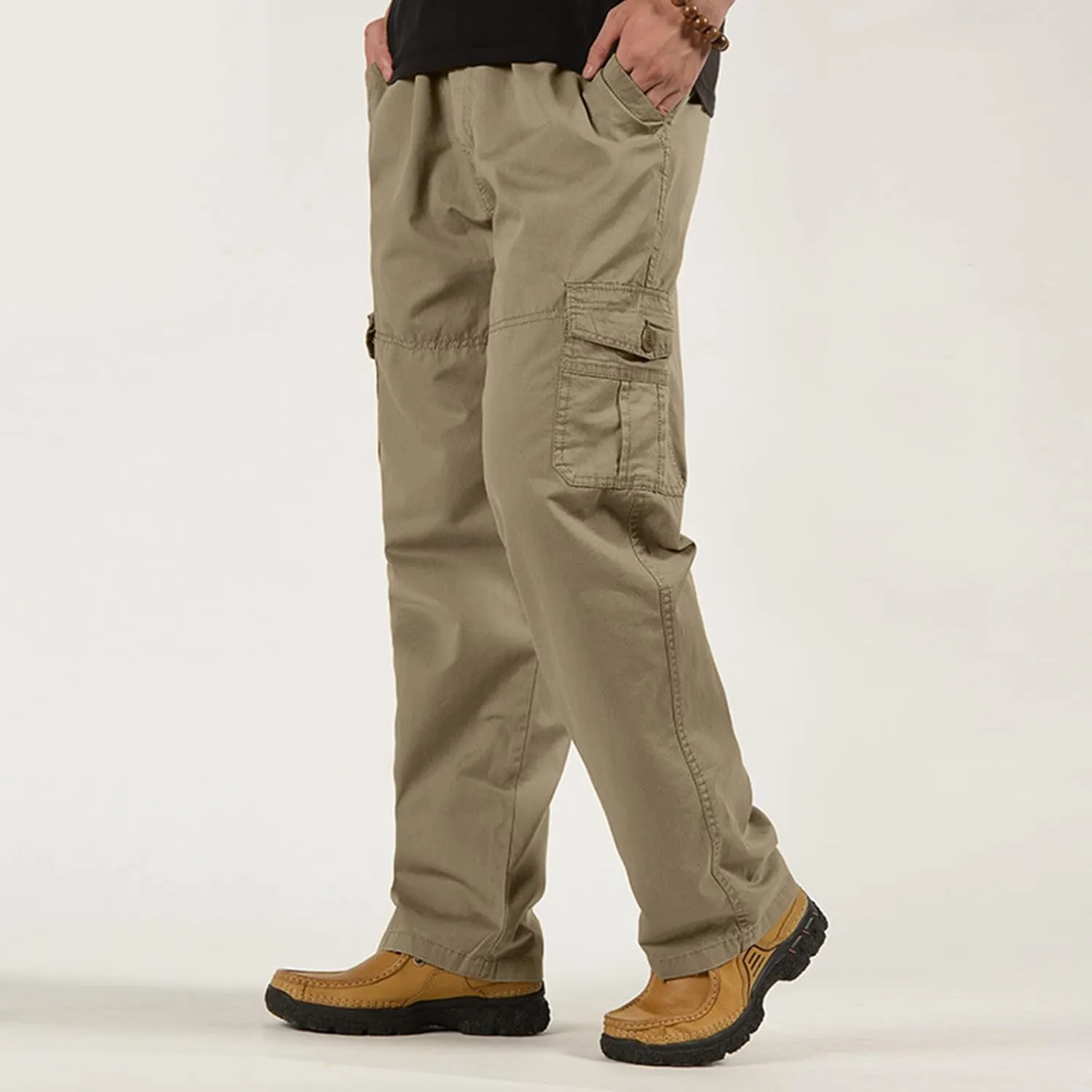 Cargo Sweatpants for Men Big and Tall Pockets Men's Winter Cargo Pants Thick Fleece Joggers Loose Sport Long Trousers