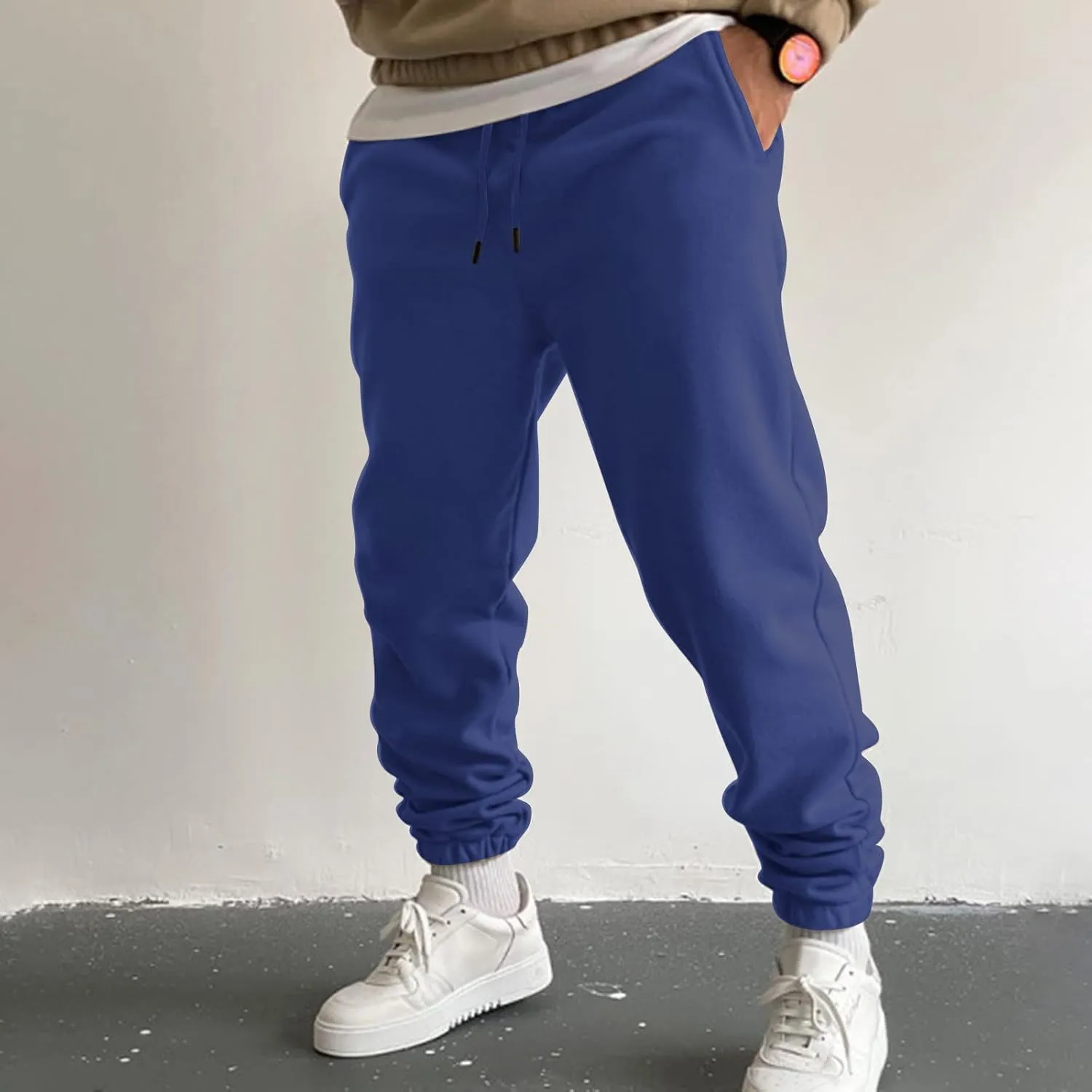 Cargo Trousers for Men Drawstring Trousers Plus Size Athletic Elastic Waist Drawstring Joggers Casual Closed Bottom