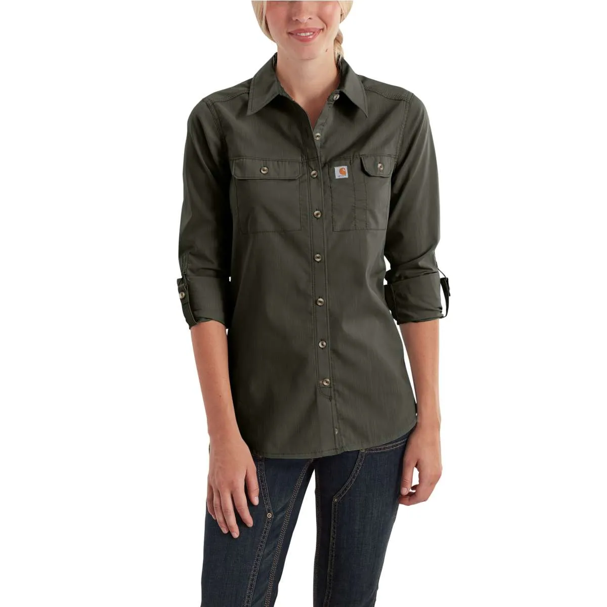Carhartt Women's Olive Force Ridgefield Shirt