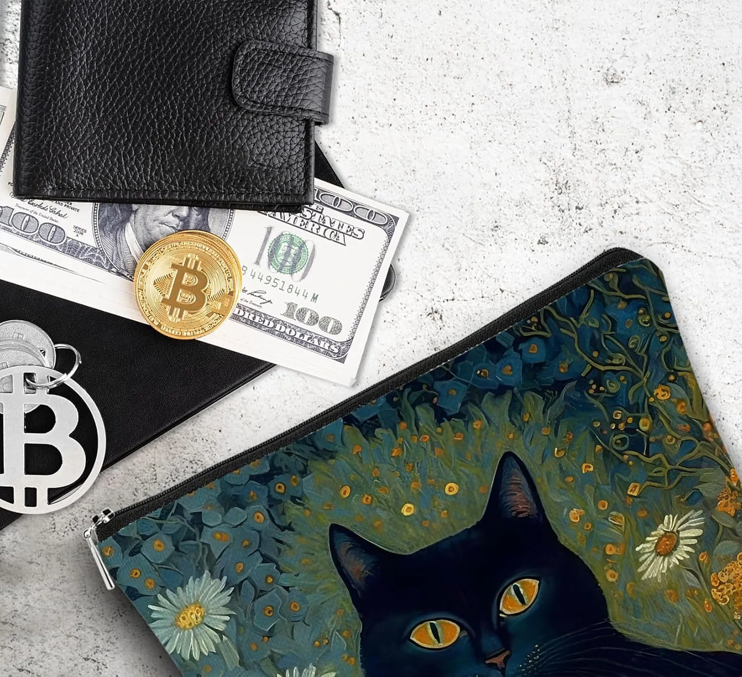 Cat Makeup Bag, Floral Black Cat Cosmetic Bags for Women, Black Cat Gifts for Women, Cat Gifts for Women Cat Lovers, Cat Mom Gifts, Cat Lady Gifts, Cat Makeup Pouch