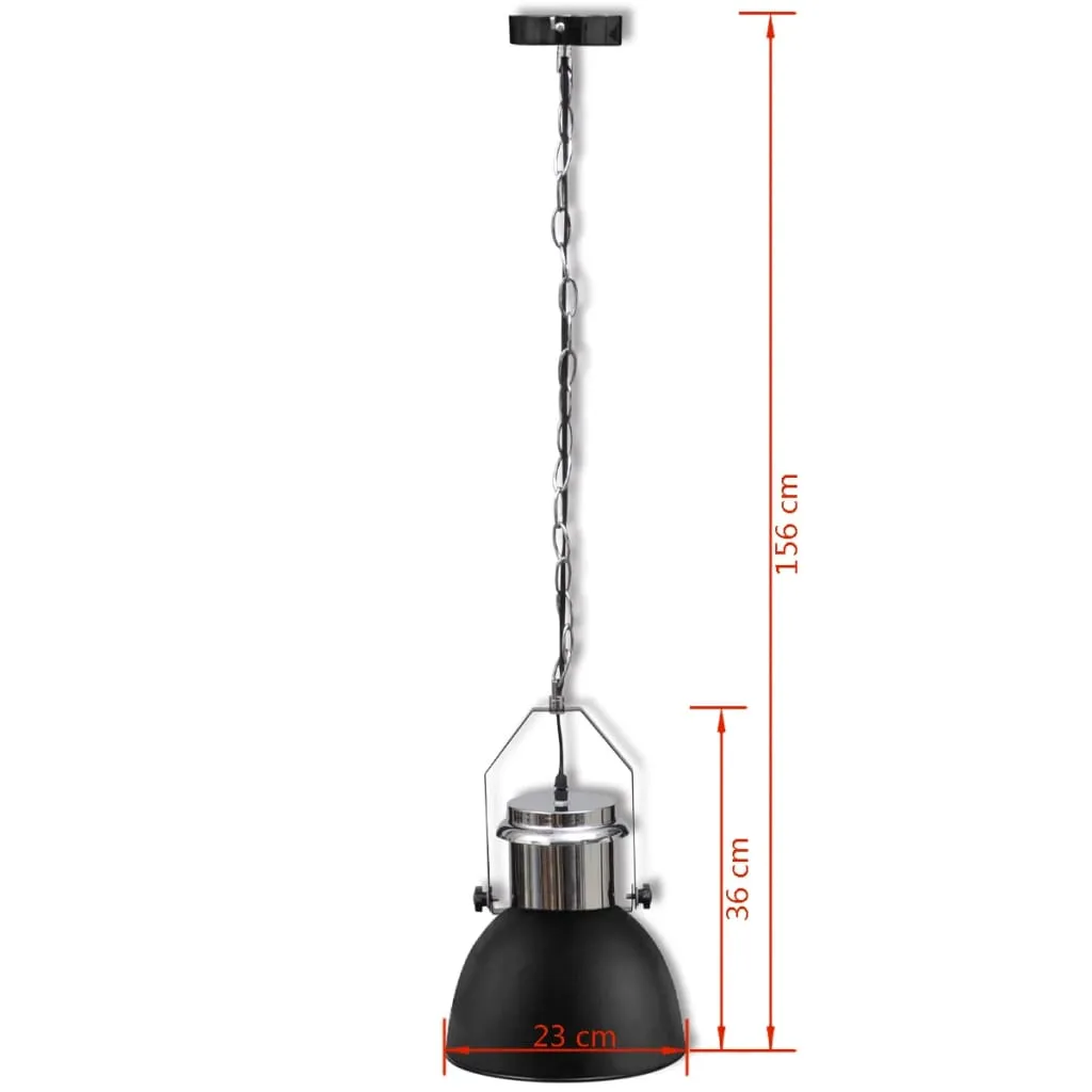 Ceiling Lamp 2 pcs Height-adjustable Modern Black Metal
