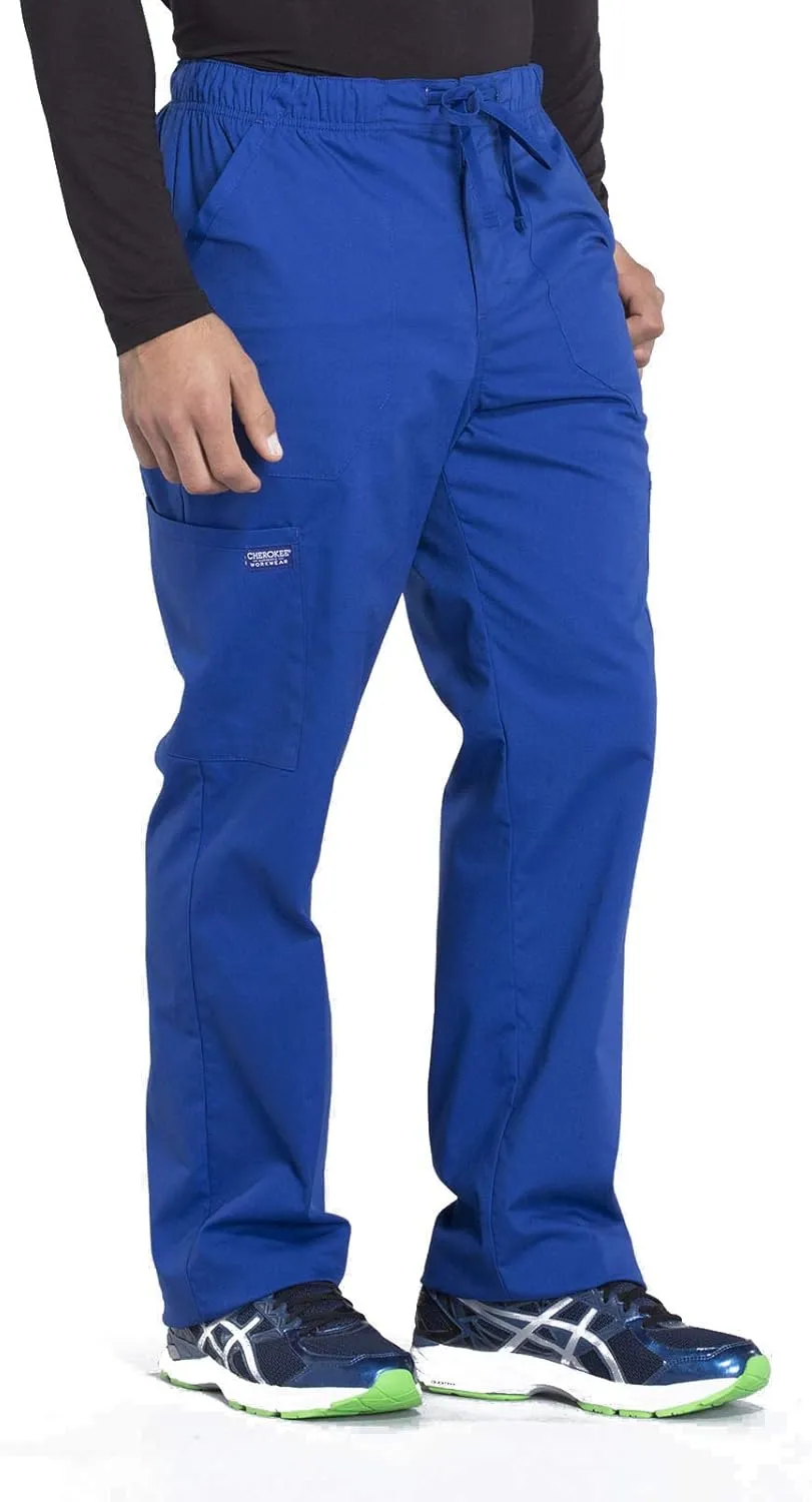 Cherokee Men's Scrub Pant Tapered Leg Fly Front Cargo Pant with 5 Pockets WW190