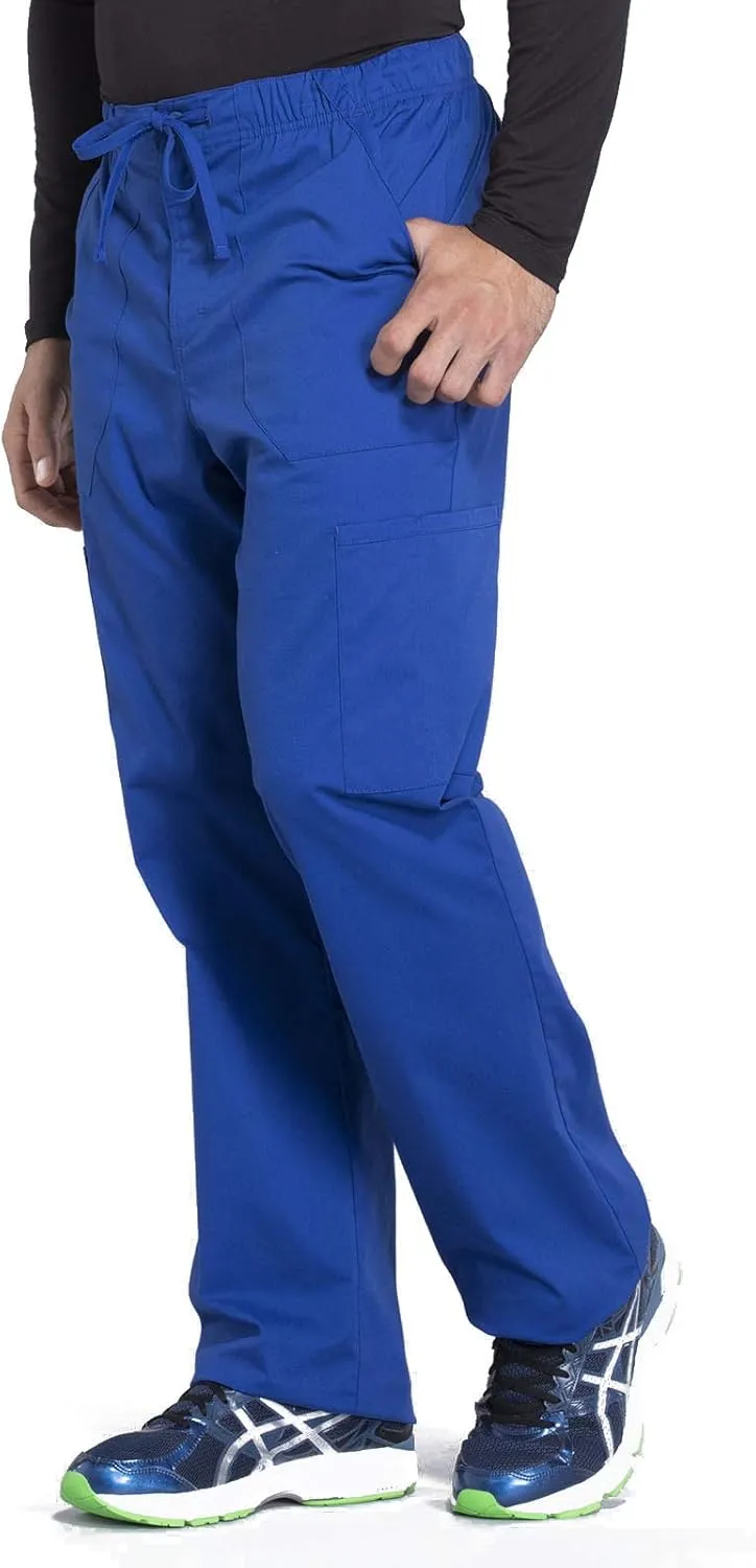Cherokee Men's Scrub Pant Tapered Leg Fly Front Cargo Pant with 5 Pockets WW190