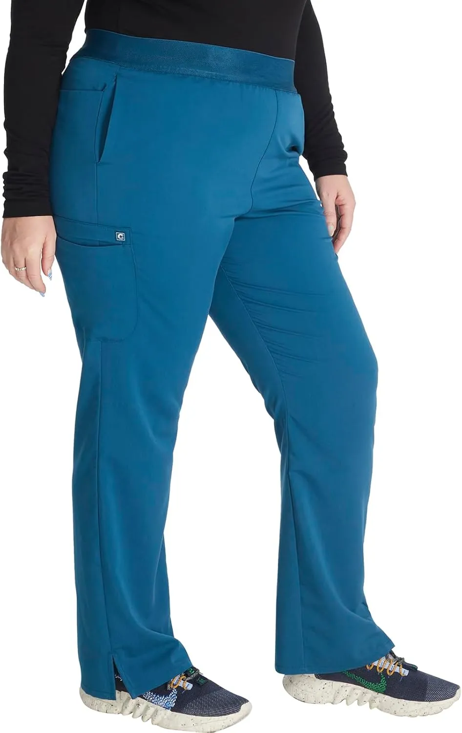 Cherokee Women's Scrub Pants, Mid-Rise Pull-On Straight Leg Bottom with 5 Pockets - CK136A