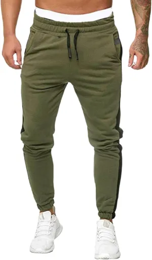 Chinos Pants Men Mid Waist Sweatpants Straight Leg Trousers Classic Workout Joggers Lounge Pants Slacks with Pockets
