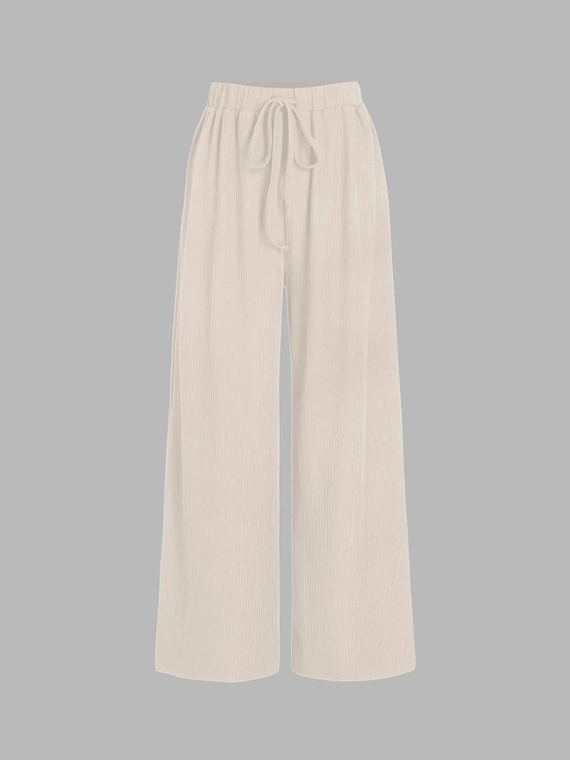 CIDER V-neck Short Sleeve Crop Tee & Knotted Wide Leg Pants Set