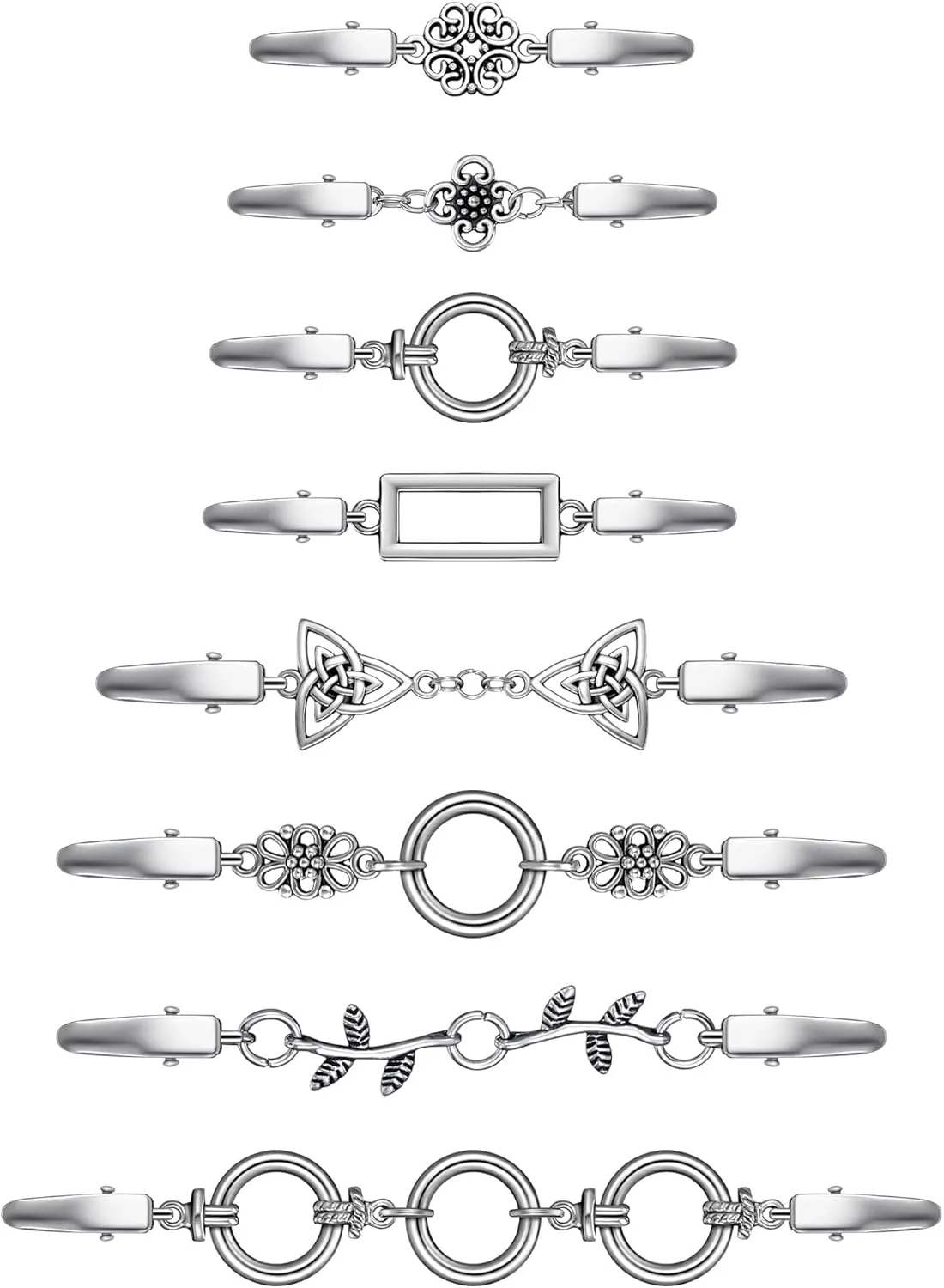 Cindeer 8 Pcs Vintage Shawl Cardigan Clips Retro Cardigan Collar Shirt Dress Silver Clips for Women(Classic)