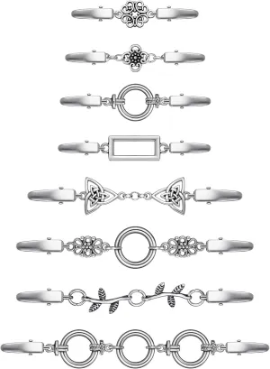 Cindeer 8 Pcs Vintage Shawl Cardigan Clips Retro Cardigan Collar Shirt Dress Silver Clips for Women(Classic)