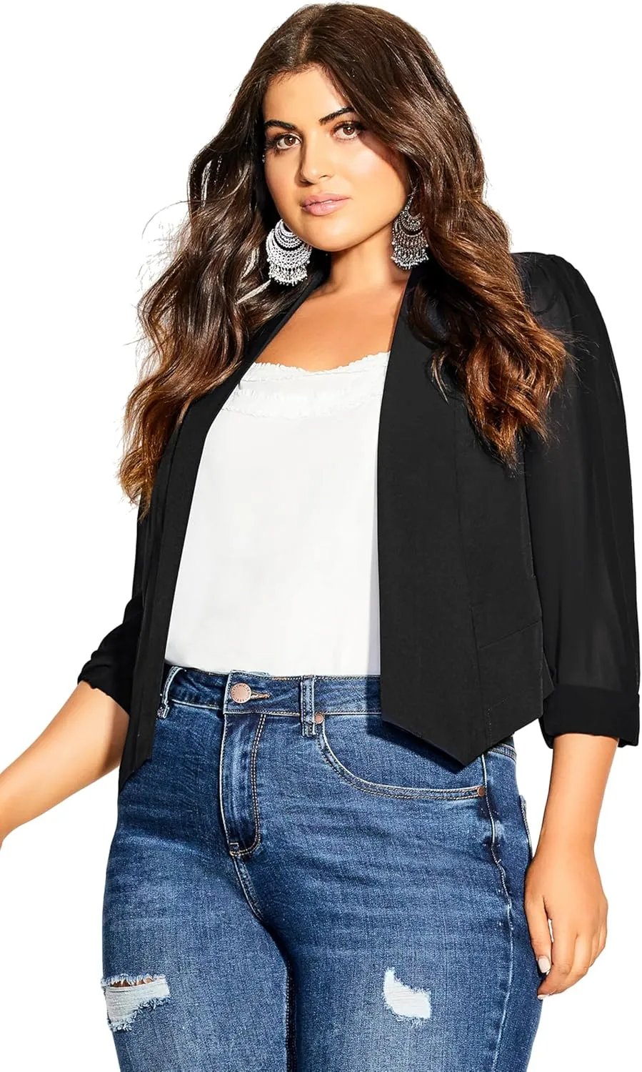City Chic Women's Plus Size Cropped Blazer Jacket