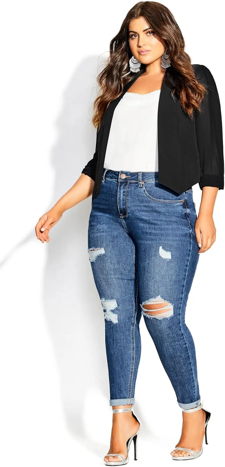 City Chic Women's Plus Size Cropped Blazer Jacket