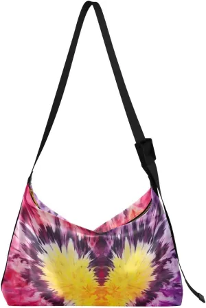Colorful Tie Dye Heart Tote Bag for Women Large Hobo Bags Crossbody Bag Tote Purse with Adjustable Strap for School Women