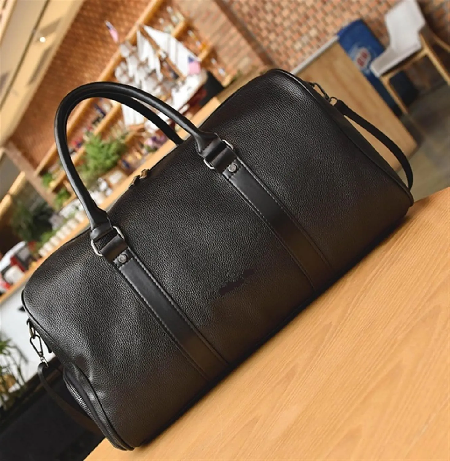 Convertible Suit Travel Bag 17inch Weekend Travel Bag Ladies Men Duffle Tote Bags PU Leather With Shoe Compartment hanging garment duffel bag (Color : A, Size : 460 * 250 * 260mm)