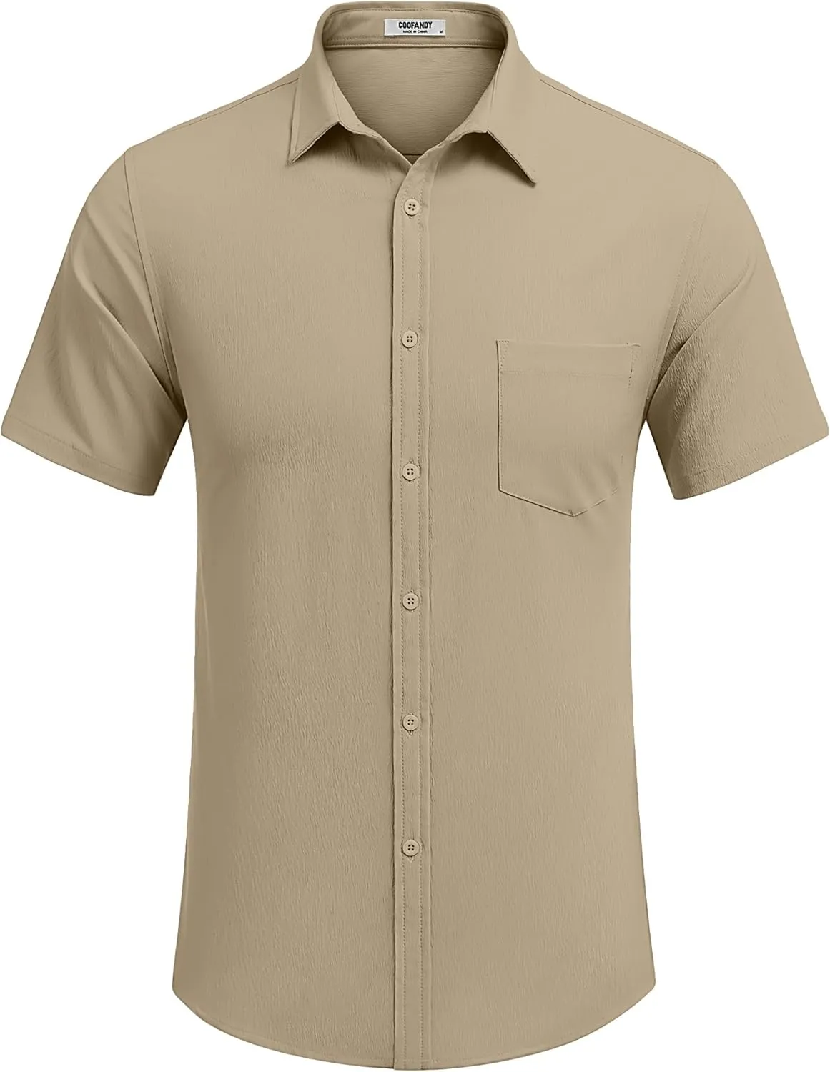 COOFANDY Men's Casual Summer Beach Wrinkle Free Shirts Short Sleeve Button Down Lightweight Untucked Textured Shirt