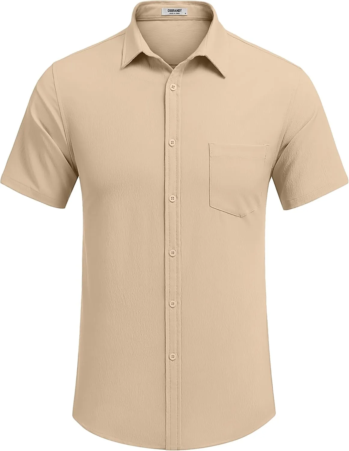 COOFANDY Men's Casual Summer Beach Wrinkle Free Shirts Short Sleeve Button Down Lightweight Untucked Textured Shirt