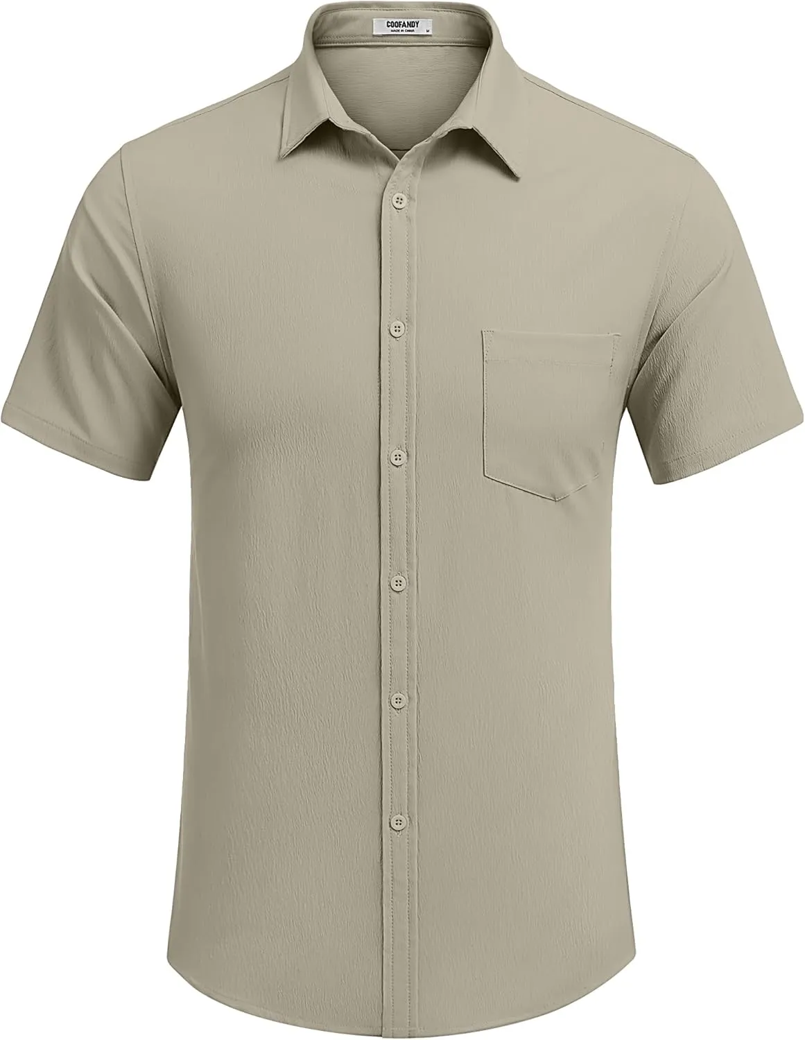COOFANDY Men's Casual Summer Beach Wrinkle Free Shirts Short Sleeve Button Down Lightweight Untucked Textured Shirt