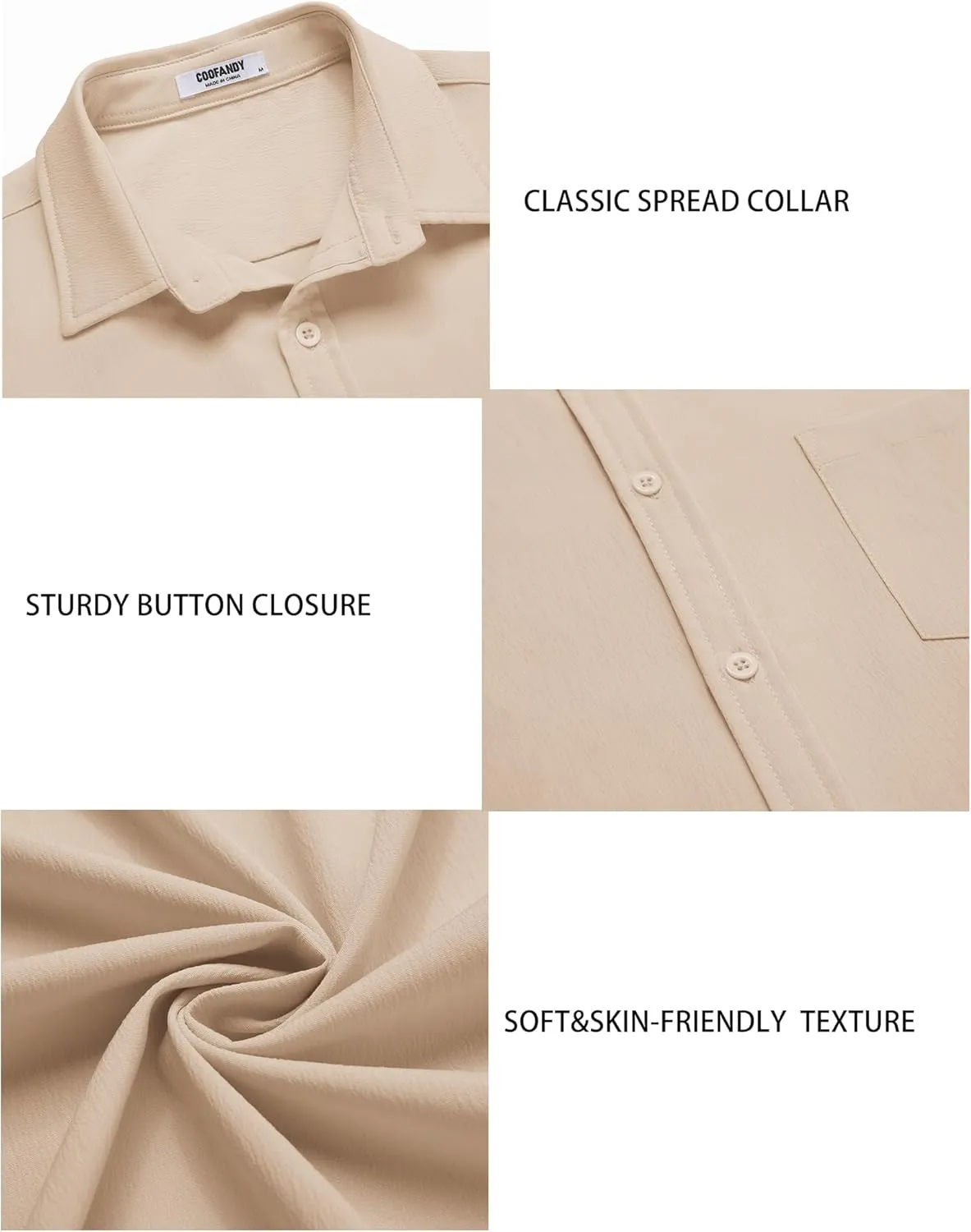 COOFANDY Men's Casual Summer Beach Wrinkle Free Shirts Short Sleeve Button Down Lightweight Untucked Textured Shirt