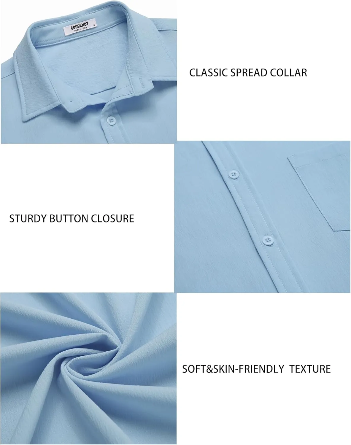 COOFANDY Men's Casual Summer Beach Wrinkle Free Shirts Short Sleeve Button Down Lightweight Untucked Textured Shirt
