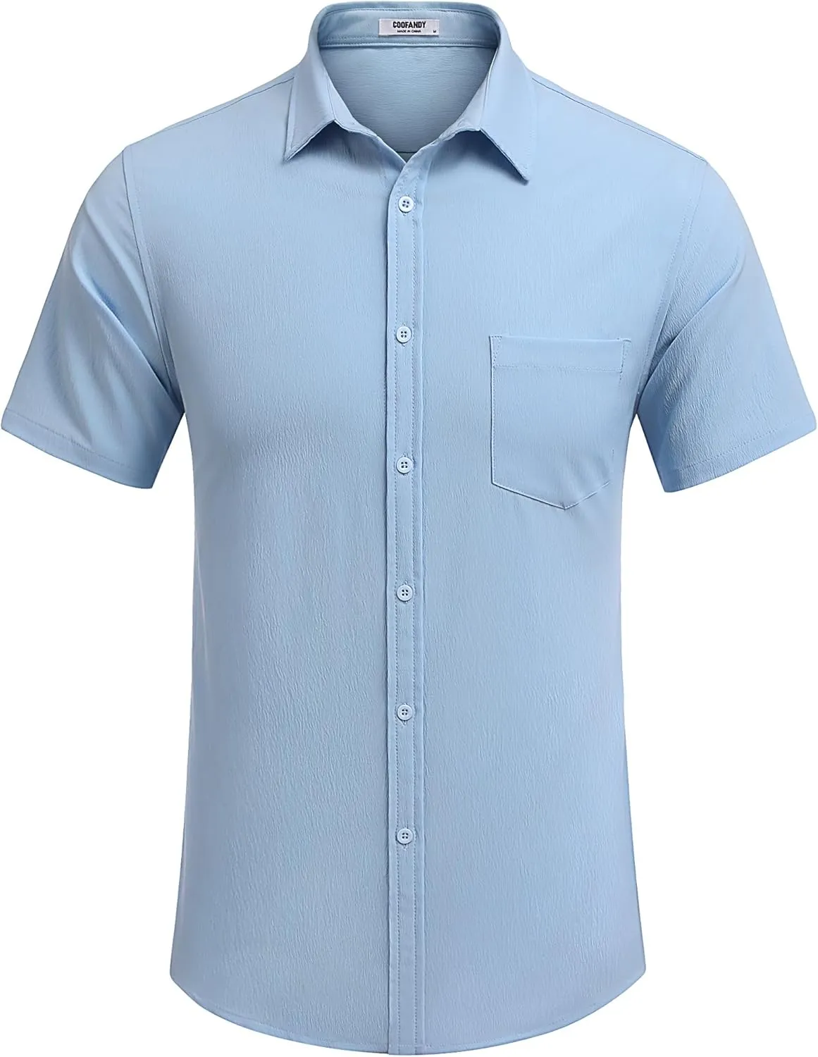 COOFANDY Men's Casual Summer Beach Wrinkle Free Shirts Short Sleeve Button Down Lightweight Untucked Textured Shirt