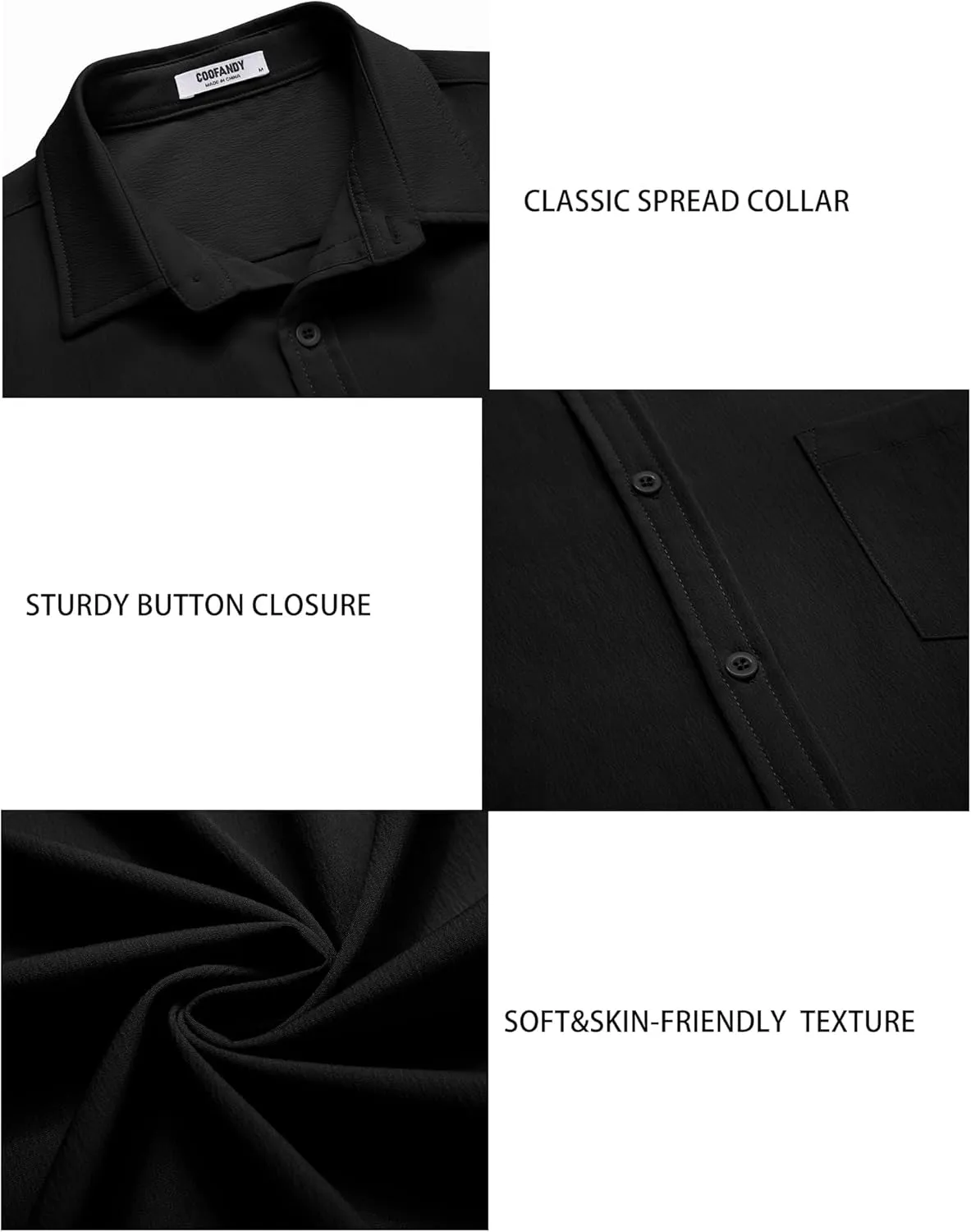 COOFANDY Men's Casual Summer Beach Wrinkle Free Shirts Short Sleeve Button Down Lightweight Untucked Textured Shirt