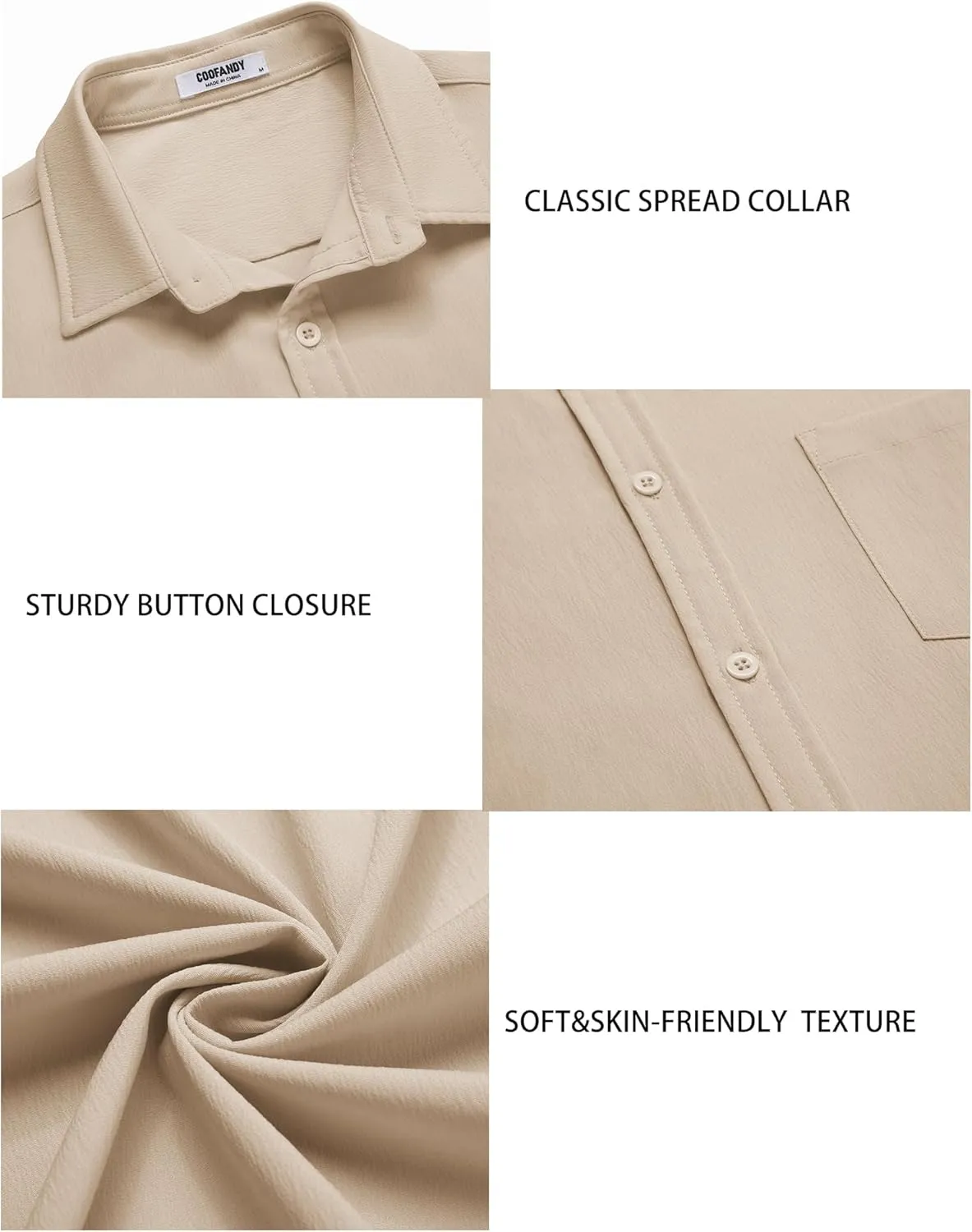 COOFANDY Men's Casual Summer Beach Wrinkle Free Shirts Short Sleeve Button Down Lightweight Untucked Textured Shirt