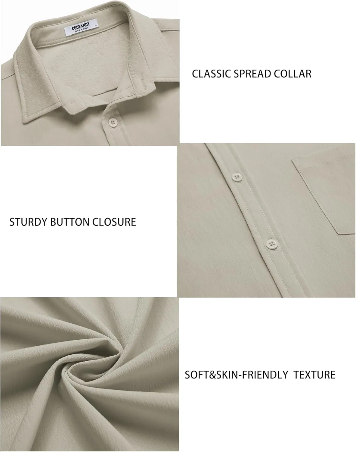COOFANDY Men's Casual Summer Beach Wrinkle Free Shirts Short Sleeve Button Down Lightweight Untucked Textured Shirt