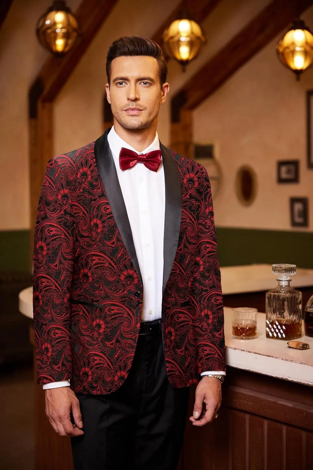 COOFANDY Men's Floral Tuxedo Jacket Luxury Embroidered Wedding Blazer Dress Suit for Party Dinner