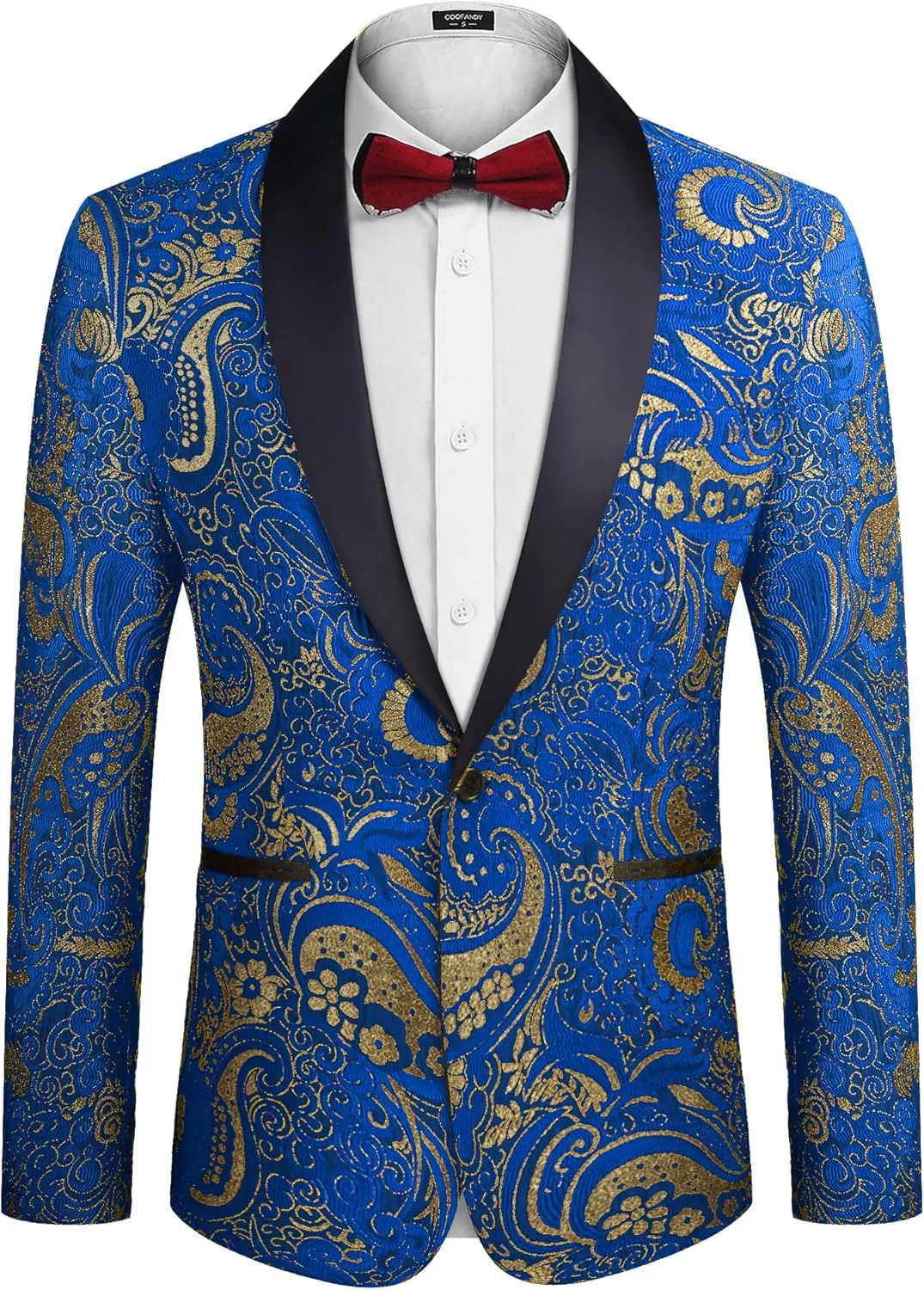 COOFANDY Men's Floral Tuxedo Jacket Luxury Embroidered Wedding Blazer Dress Suit for Party Dinner