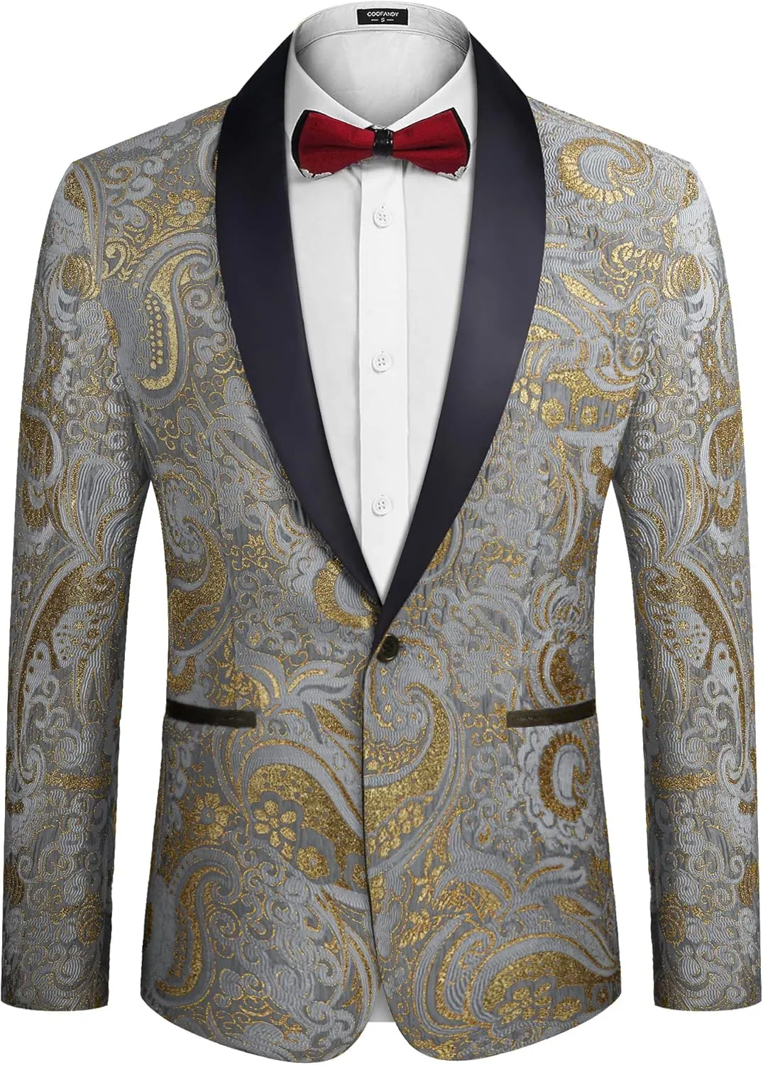 COOFANDY Men's Floral Tuxedo Jacket Luxury Embroidered Wedding Blazer Dress Suit for Party Dinner