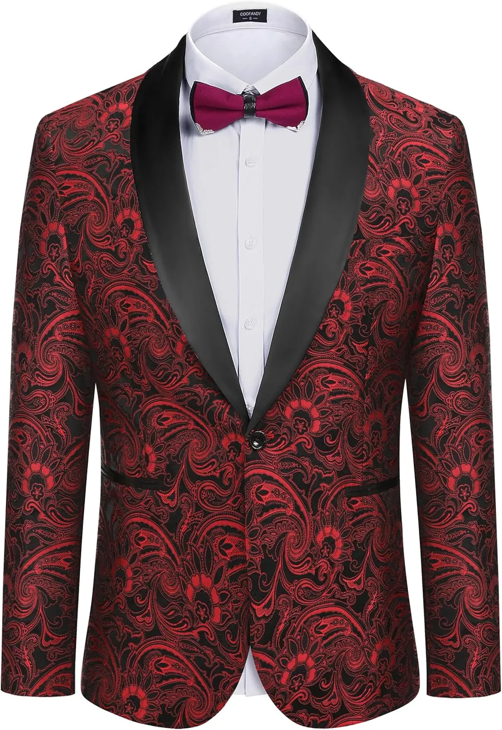 COOFANDY Men's Floral Tuxedo Jacket Luxury Embroidered Wedding Blazer Dress Suit for Party Dinner