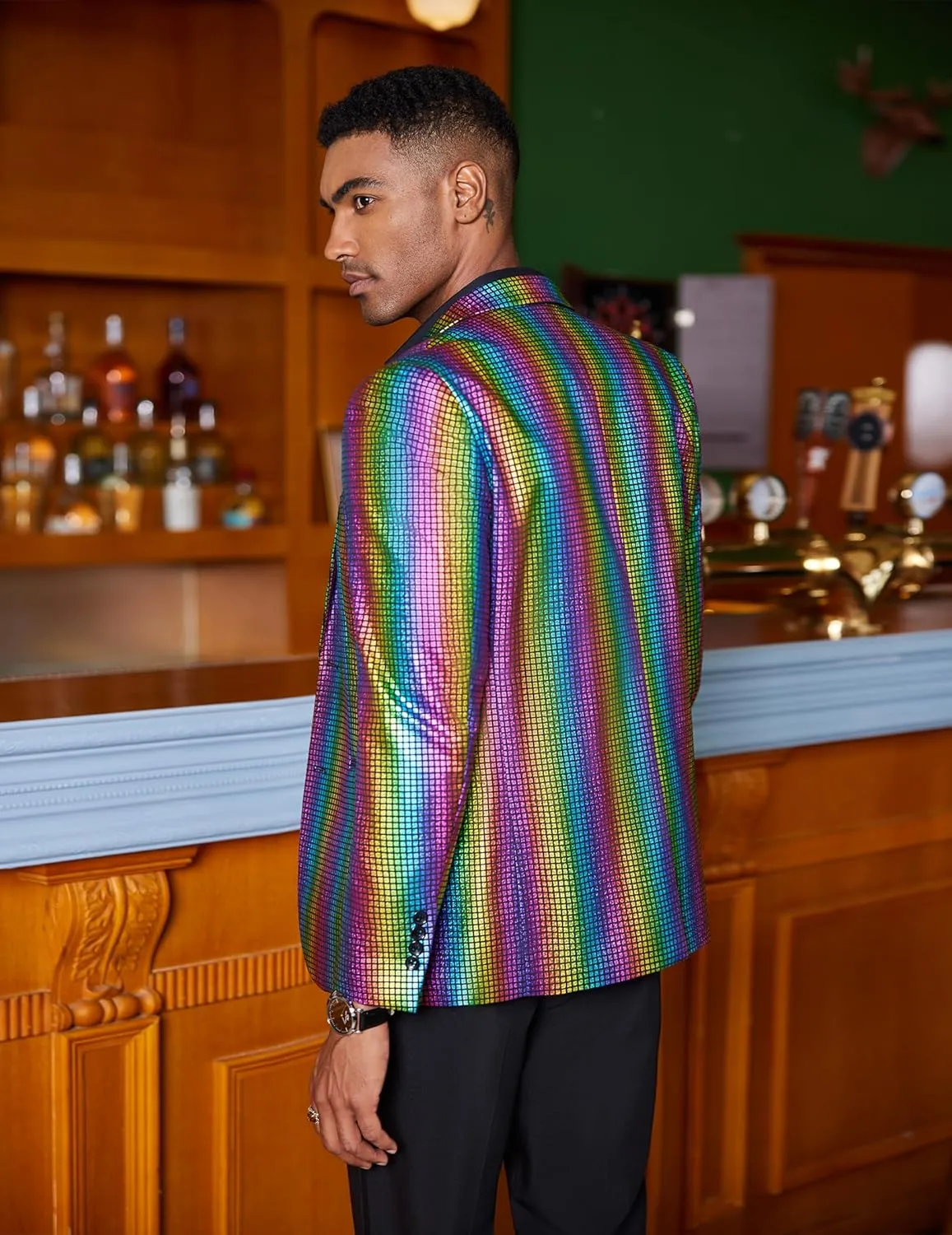 COOFANDY Mens Metallic Jacket Regular Fit Blazer Casual 70s Disco Party Sport Coat