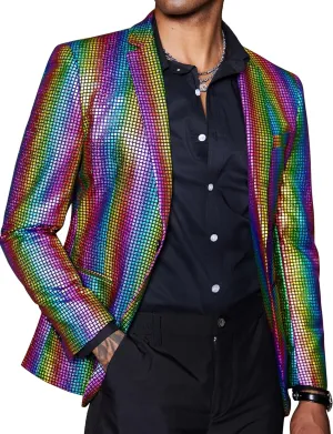 COOFANDY Mens Metallic Jacket Regular Fit Blazer Casual 70s Disco Party Sport Coat
