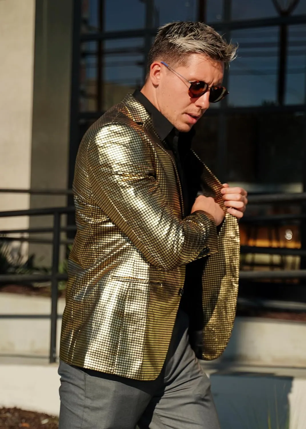 COOFANDY Mens Metallic Jacket Regular Fit Blazer Casual 70s Disco Party Sport Coat